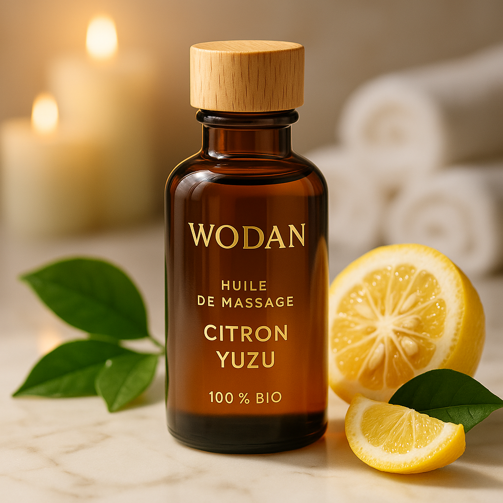 Huile de Massage Citron Yuzu 100% BIO WODAN